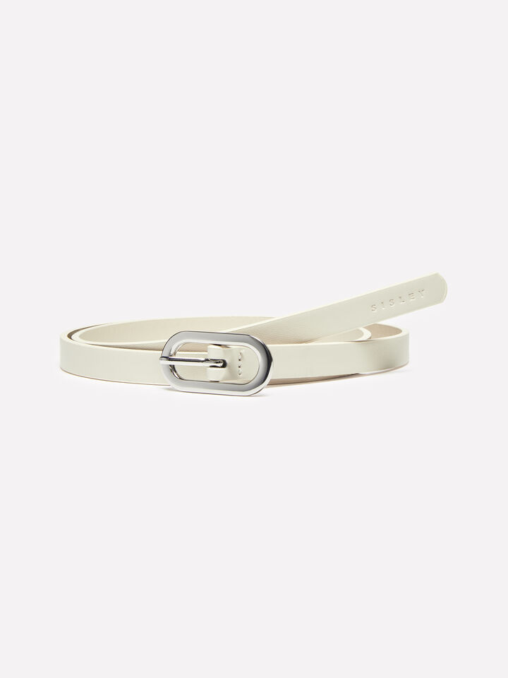 Thin cream white belt - women's belts - Creamy White | Sisley image number 1